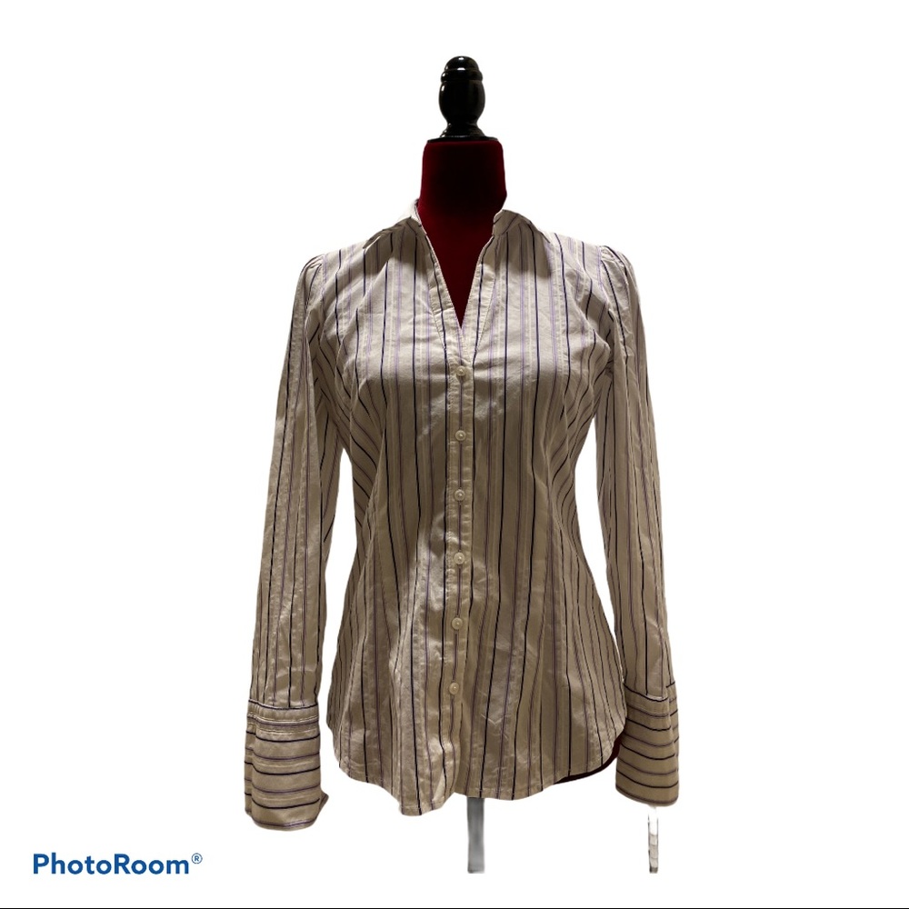 Express White Button-Down With Vertical Stripes - image 4